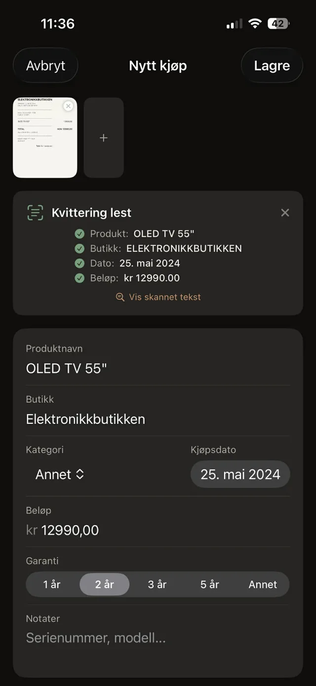 Kvitteringsskanning