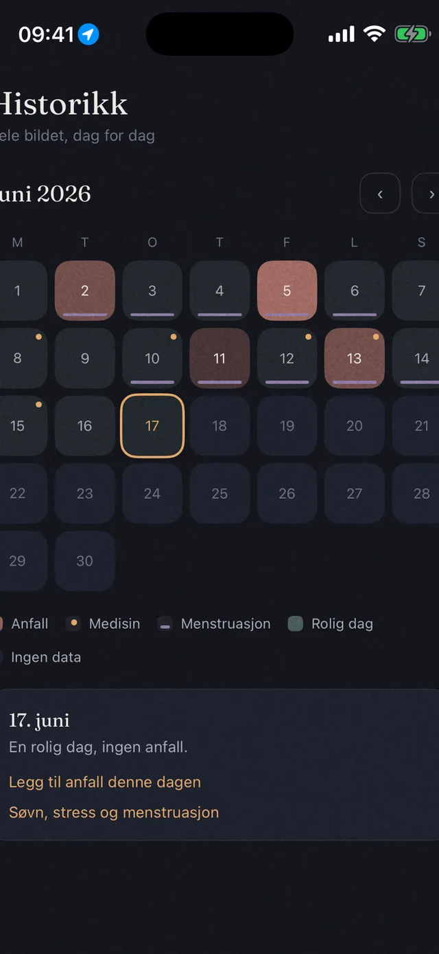 Kalender med historikk dag for dag